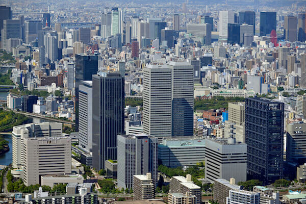 大阪市内の空撮写真